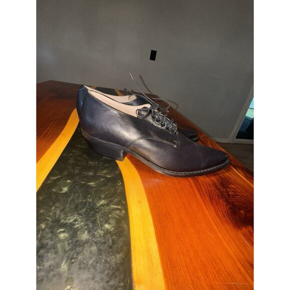 GUESS By GEORGES MARCIANO Womens Black Leather Oxford Block Heel Shoes Size 9 - Picture 6 of 6